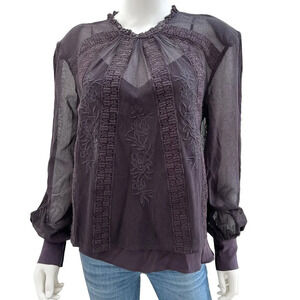 St. Roche Sheer Tulle Long Sleeve Blouse NWT